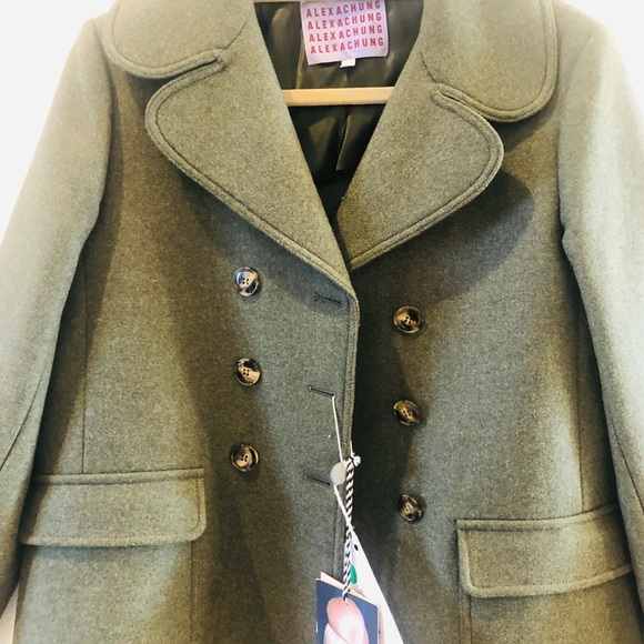 alexa chung Jackets & Blazers - Alexa Chung NWT Khaki Wool Green Pea Coat M 8